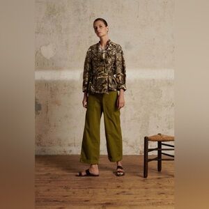 Soeur Thabor Olive Green Cotton Trousers Size 36 Straight Leg French Brand
